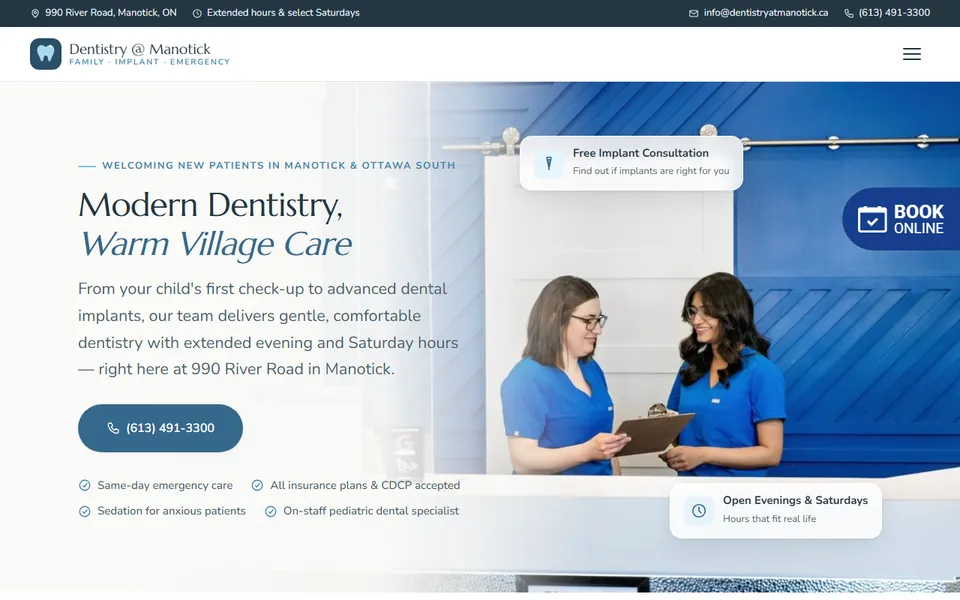The Dentistry @ Manotick website