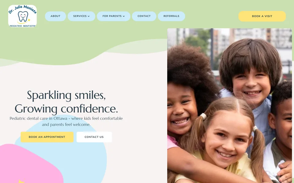 The Dr. Julie Maniate, Pediatric Dentist website